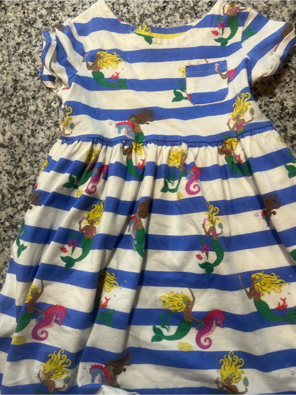Mini Boden Blue & White Striped Mermaid Dress